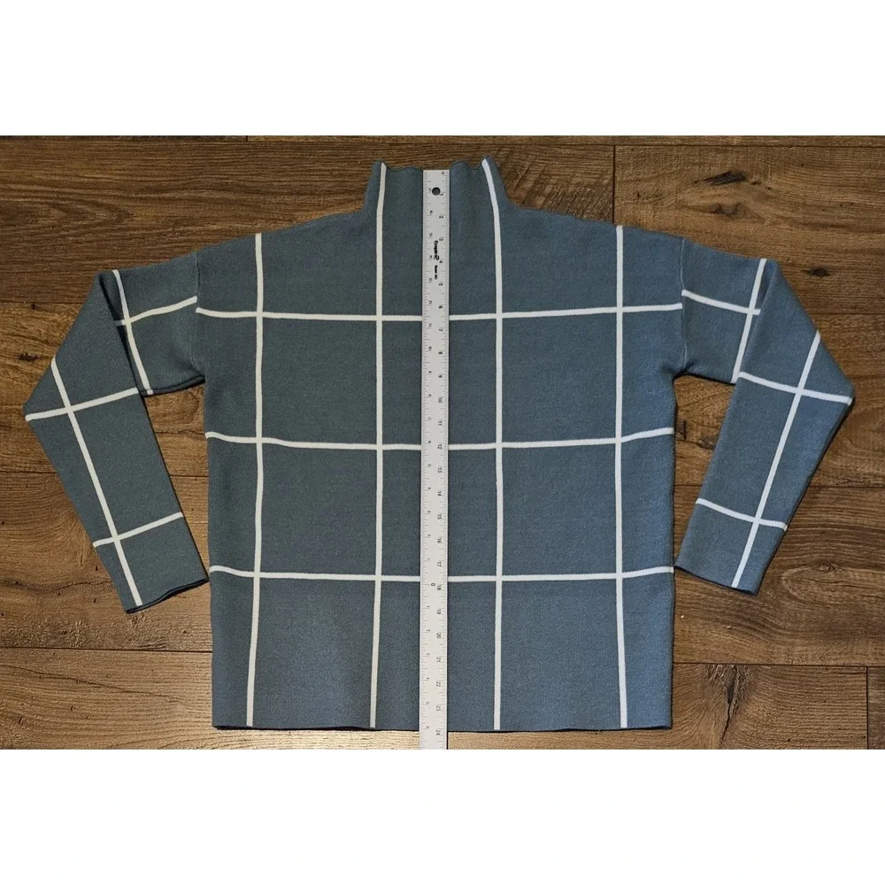 Cynthia Rowley Sweater Women's Medium‎ Windowpane Plaid Mock Neck